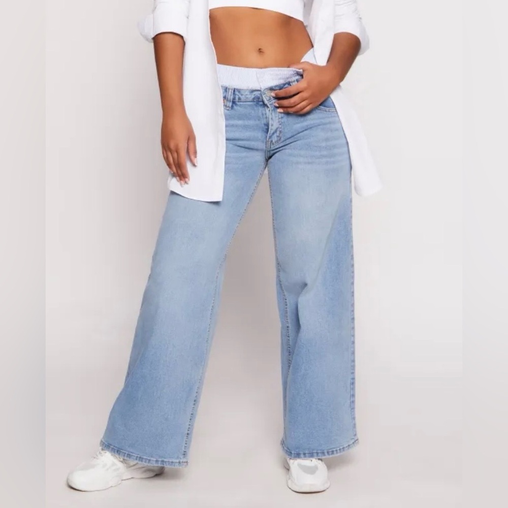 Madden Girl Y2K Low Rise Wide Leg Baggy Jeans Light Wash Size M-Skater Hip Hop
